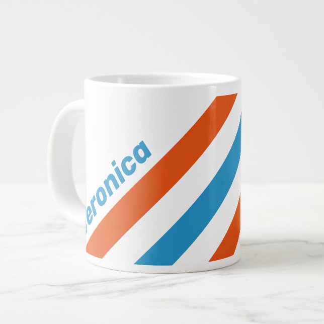 Summertime Nostalgic Stripes with Name Jumbo-Tasse (Vorderseite Links)
