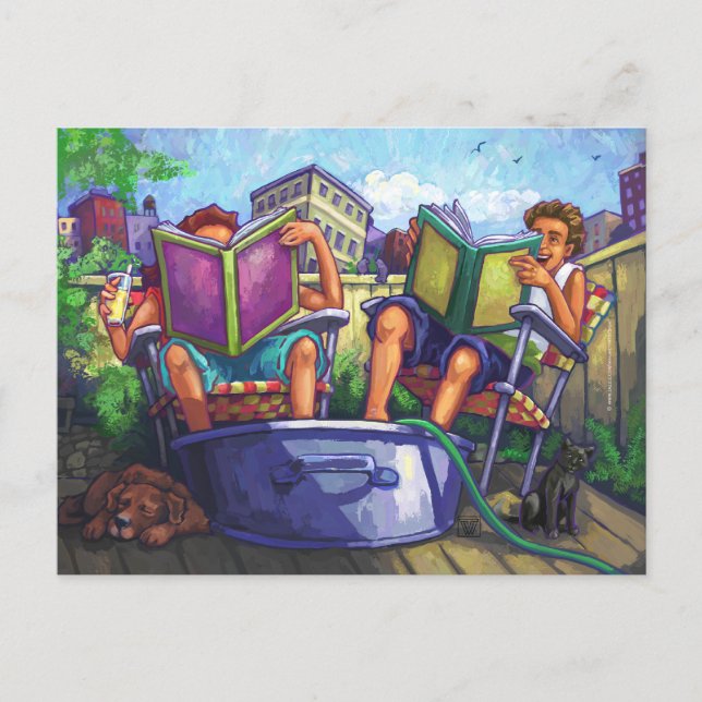 Summertime Reading Art Postkarte (Vorderseite)
