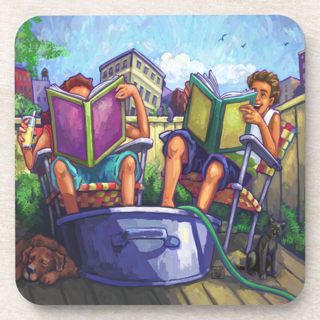 Summertime Reading Getränkeuntersetzer (Vorderseite)