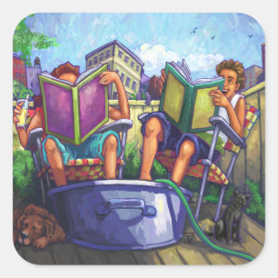 Summertime Reading Quadratischer Aufkleber