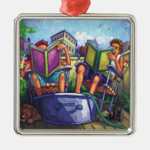 Summertime Reading Silbernes Ornament