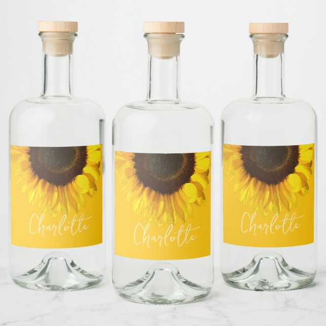 Summertime Yellow Sunflower - Anpassungsname Alkoholflaschenetikett (Flaschen)