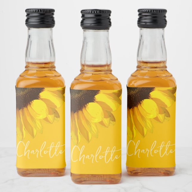 Summertime Yellow Sunflower - Anpassungsname Alkoholflaschenetikett (Flaschen)