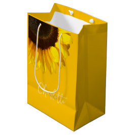Summertime Yellow Sunflower - Anpassungsname Mittlere Geschenktüte