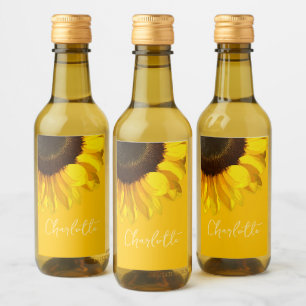 Summertime Yellow Sunflower - Anpassungsname Weinetikett