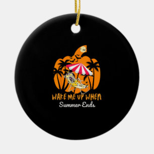 Summerween Beach Pumpkin Skeleton Funny Halloween Keramik Ornament