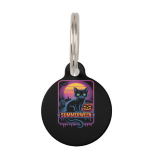 Summerween Black Cat Pumpkin Retro Halloween Art Haustiermarke