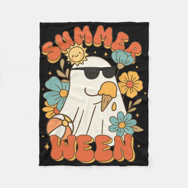 Summerween Ghost Ice Creme Niedliches SonnenHallow Fleecedecke (Vorderseite)