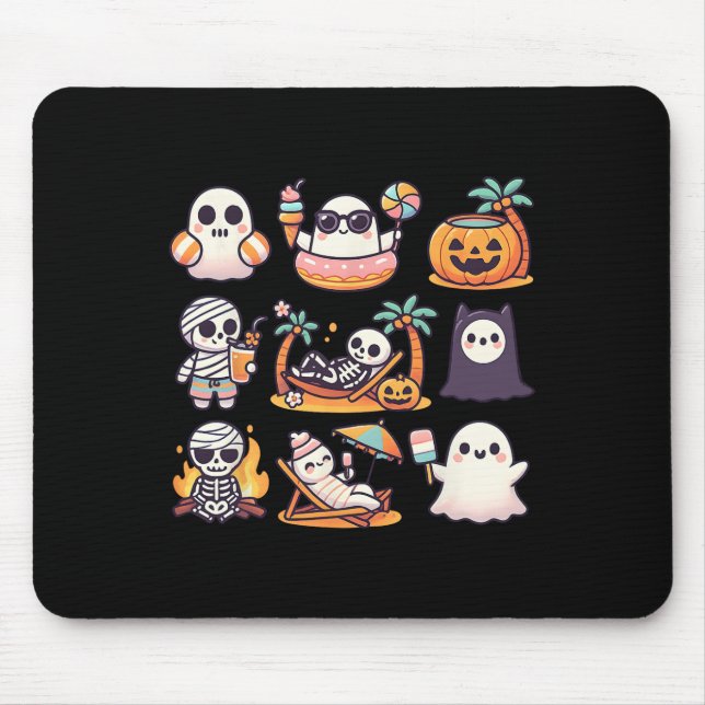 Summerween Ghost Pumpkin Sommer Halloween Spooky S Mousepad (Vorne)