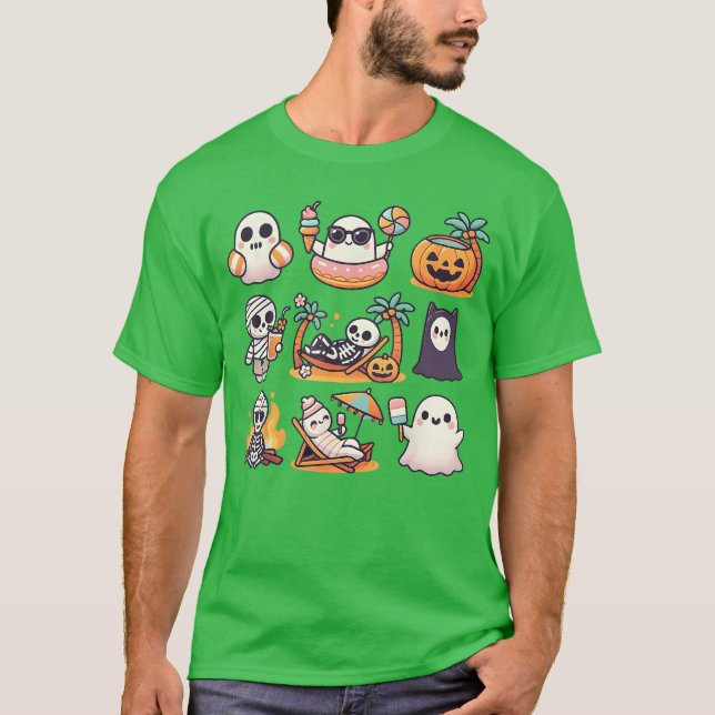 Summerween Ghost Pumpkin Summer Halloween Spooky S T-Shirt (Vorderseite)