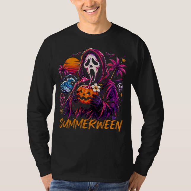 Summerween Ghostface Kürbisküste T-Shirt (Vorderseite)