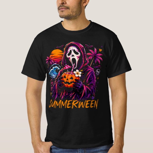Summerween Ghostface Kürbisküste T-Shirt (Vorderseite)