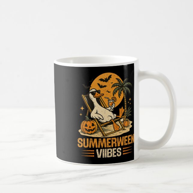 Summerween Goose Spooky Halloween Pumpkin Beach Su Kaffeetasse (Rechts)