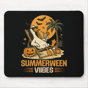 Summerween Goose Spooky Halloween Pumpkin Beach Su Mousepad