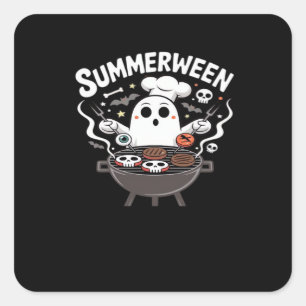 Summerween GRILLEN Funny Quadratischer Aufkleber