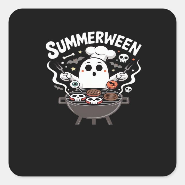 Summerween GRILLEN Funny Quadratischer Aufkleber (Vorderseite)