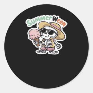 Summerween IceCream Skeleton Klassische Viren Runder Aufkleber