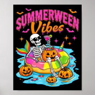Summerween Lustige Skelette Halloween Schwimmendes Poster