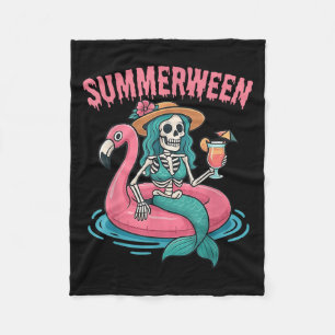 Summerween Mermaid Skeleton Beach Flamingo Hallowe Fleecedecke