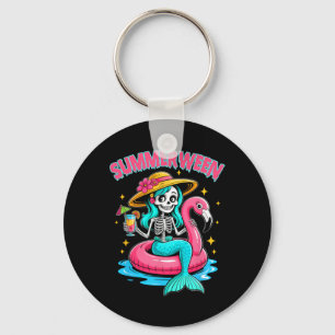 Summerween Mermaid Skeleton Halloween Flamingo Sum Schlüsselanhänger
