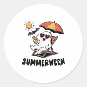 Summerween Niedlich Spookhom mit Sommervibes für Runder Aufkleber