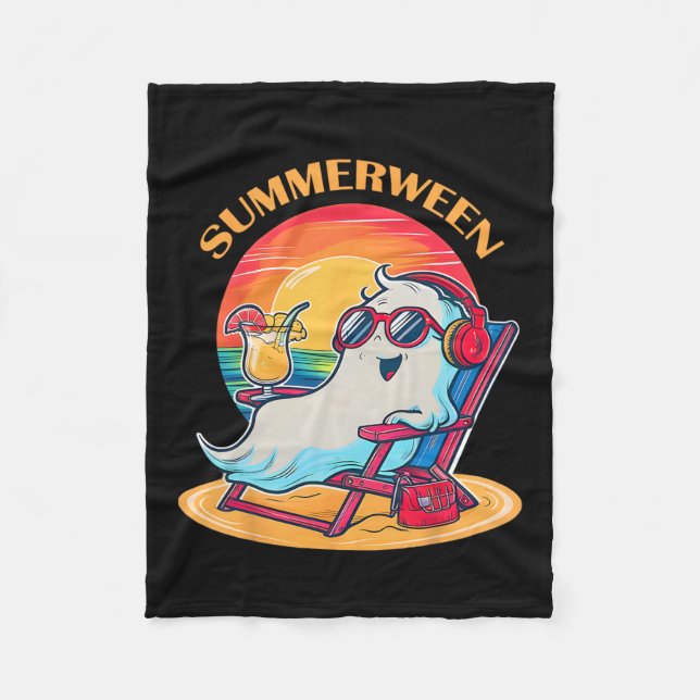 Summerween Niedlich Spooky Summer Ghost Halloween  Fleecedecke (Vorderseite)