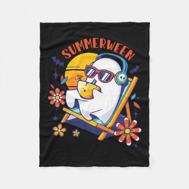 Summerween Niedlich Spooky Summer Ghost Halloween  Fleecedecke (Vorderseite)