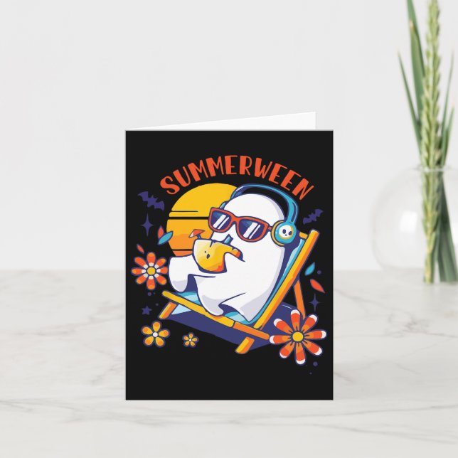 Summerween Niedlich Spooky Summer Ghost Halloween  Karte (Vorderseite)