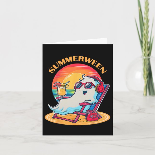 Summerween Niedlich Spooky Summer Ghost Halloween  Karte (Vorderseite)