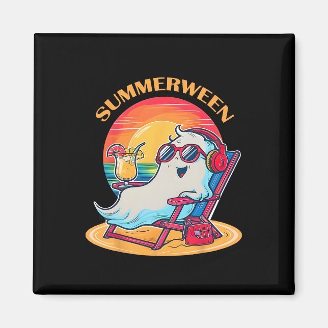 Summerween Niedlich Spooky Summer Ghost Halloween  Magnet (Vorne)