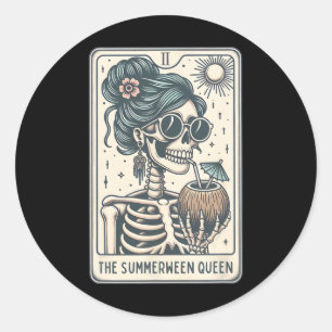 Summerween Queen Tarot Card Runder Aufkleber