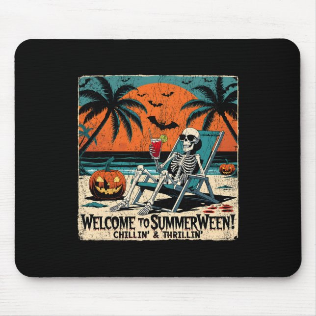 Summerween Skeleton Beach Halloween Tropical Art 1 Mousepad (Vorne)