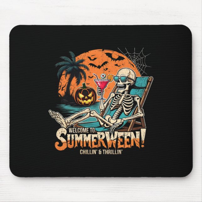 Summerween Skeleton Beach Halloween Tropical Art Mousepad (Vorne)