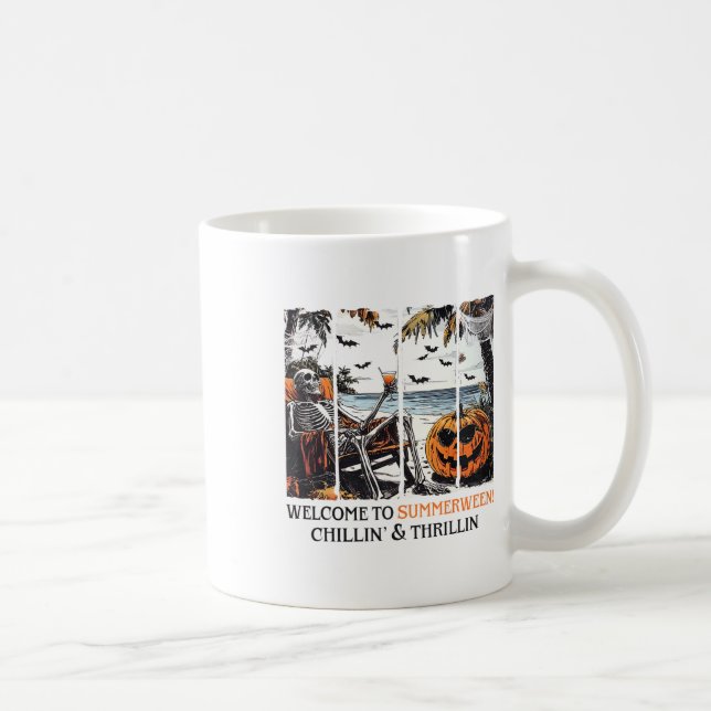 Summerween Skeleton Beach Party Halloween Summer V Kaffeetasse (Rechts)