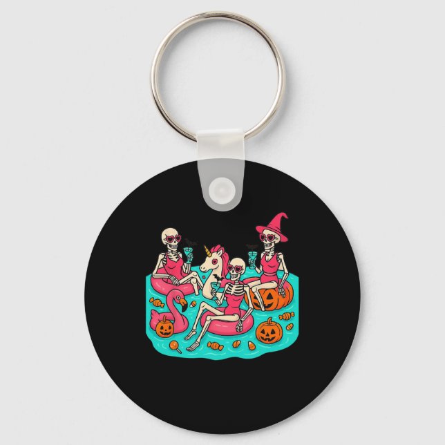 Summerween Skeleton Flamingo gerade für Hall Gewar Schlüsselanhänger (Vorderseite)