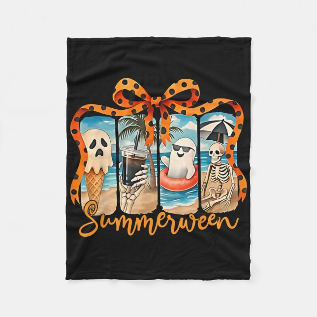 Summerween Skeleton Ghost Beach Party Halloween Vi Fleecedecke (Vorderseite)