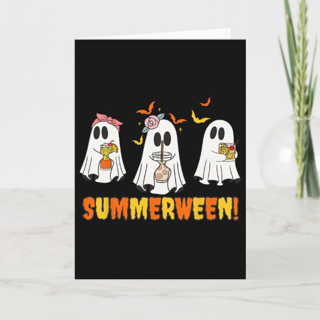 Summerween Skeleton Ghost Beach Party Halloween Vi Karte (Vorderseite)