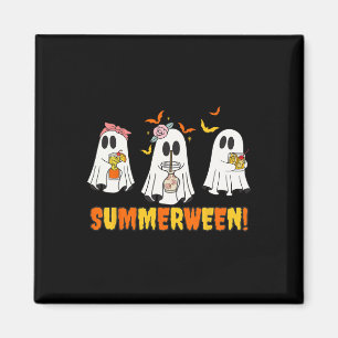 Summerween Skeleton Ghost Beach Party Halloween Vi Magnet