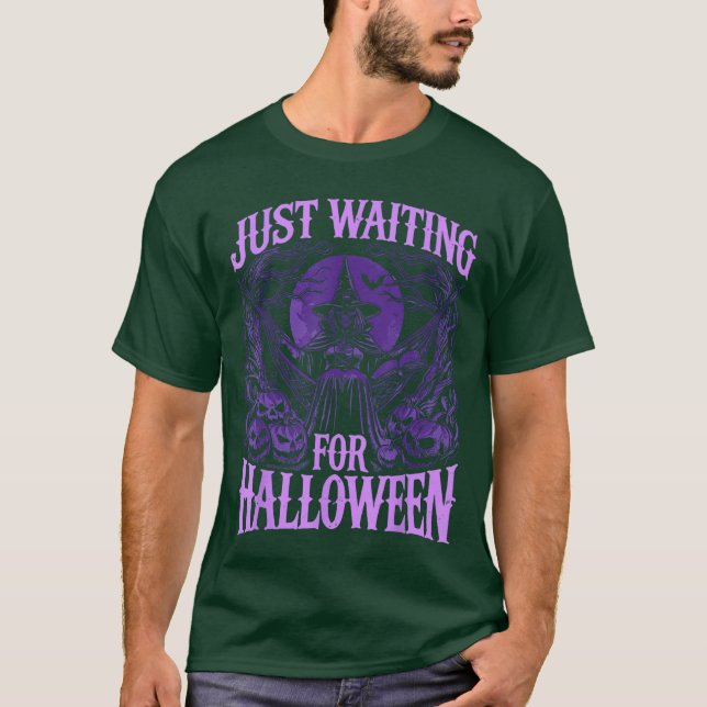 Summerween Skeleton Just Waiting For Halloween T-Shirt (Vorderseite)