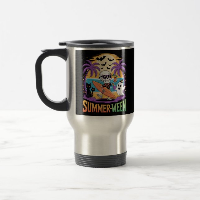 Summerween Skeleton Party Halloween Reisebecher (Links)