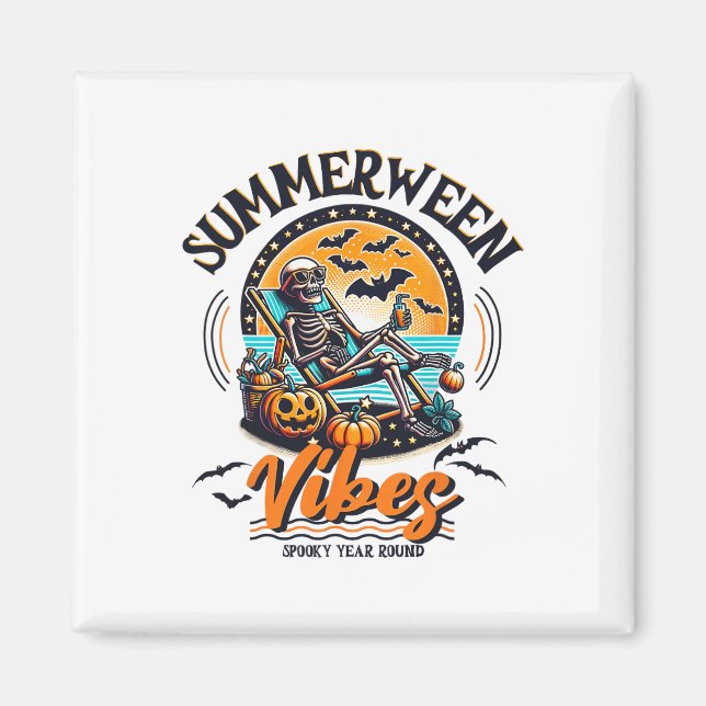 Summerween Skeleton Spooky Year Round Summer Hallo Magnet (Vorne)