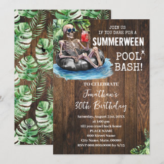Summerween Skeleton Tropical Halloween Birthday Einladung