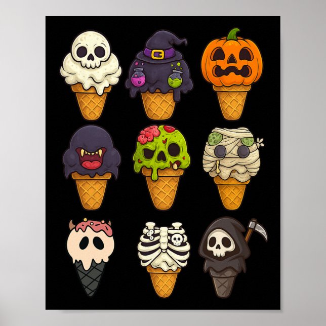 Summerween Skeleton Zombie Pumpkin Mummy Ice Creme Poster (Vorne)