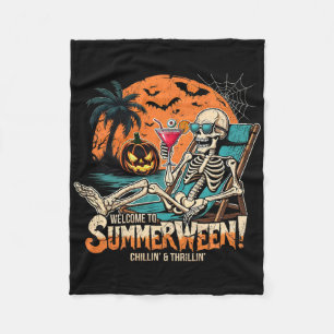 Summerween-Skelett-Strand-Halloween-Tropische-Kuns Fleecedecke