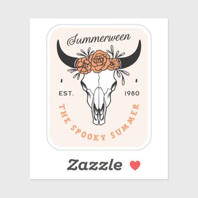 Summerween spooky summer floral skull aesthetic aufkleber (Blatt)