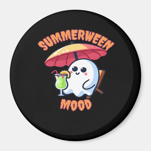 Summerween-Stimmung Halloween Kawaii Geist am Stra Magnet (Vorne)