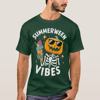 Summerween-Stimmung Skelett-Eis Sommerferien T-Shirt