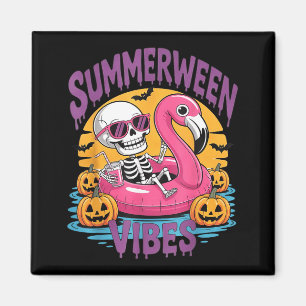 Summerween Stimmung Skelett Flamingo Grusel Hallow Magnet