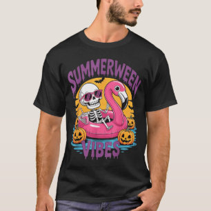 Summerween Stimmung Skelett Flamingo Gruselig Hall T-Shirt
