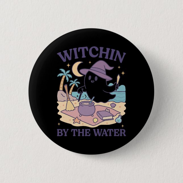 Summerween-Strand-Halloween-Geist Button (Vorderseite)